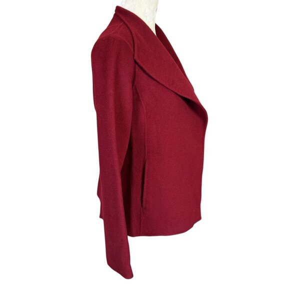 Talbots Petites burgundy wine long sleeve collared wool open jacket blazer SP - Picture 3 of 8